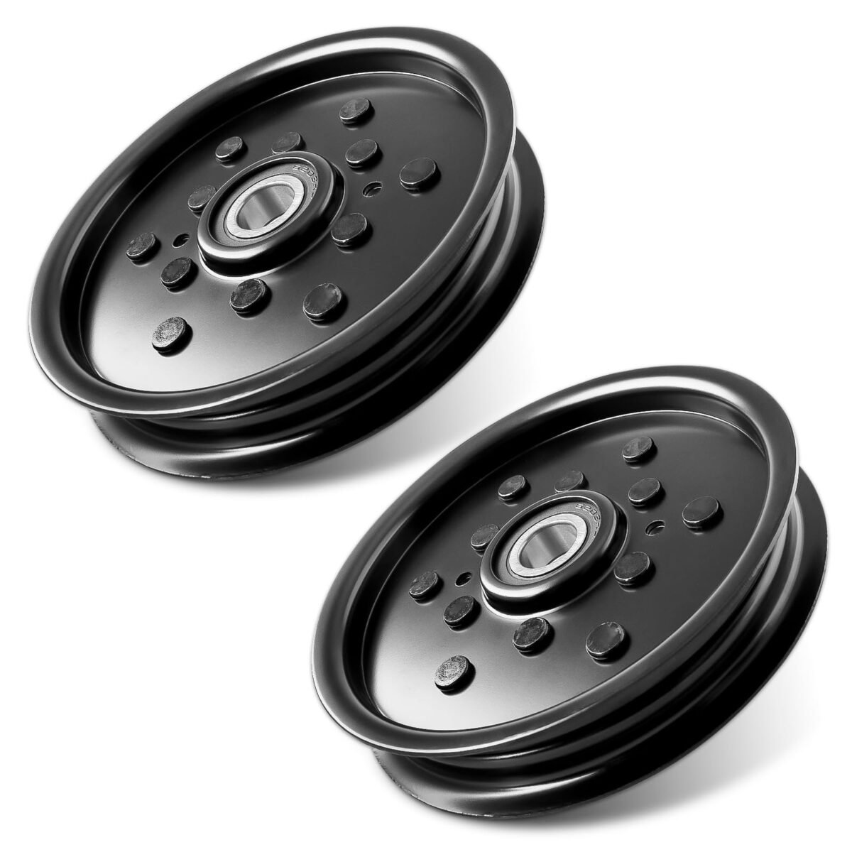 AM106627 Idler Pulley for John Dee re Mower - AM121602 Flat Idler Pulley Fit for John Dee re LT133 LT160 F725 X320 GT235 LT155 GT225 Scotts Z445 Z425 with 42C 48 48C Deck(2 Pack)