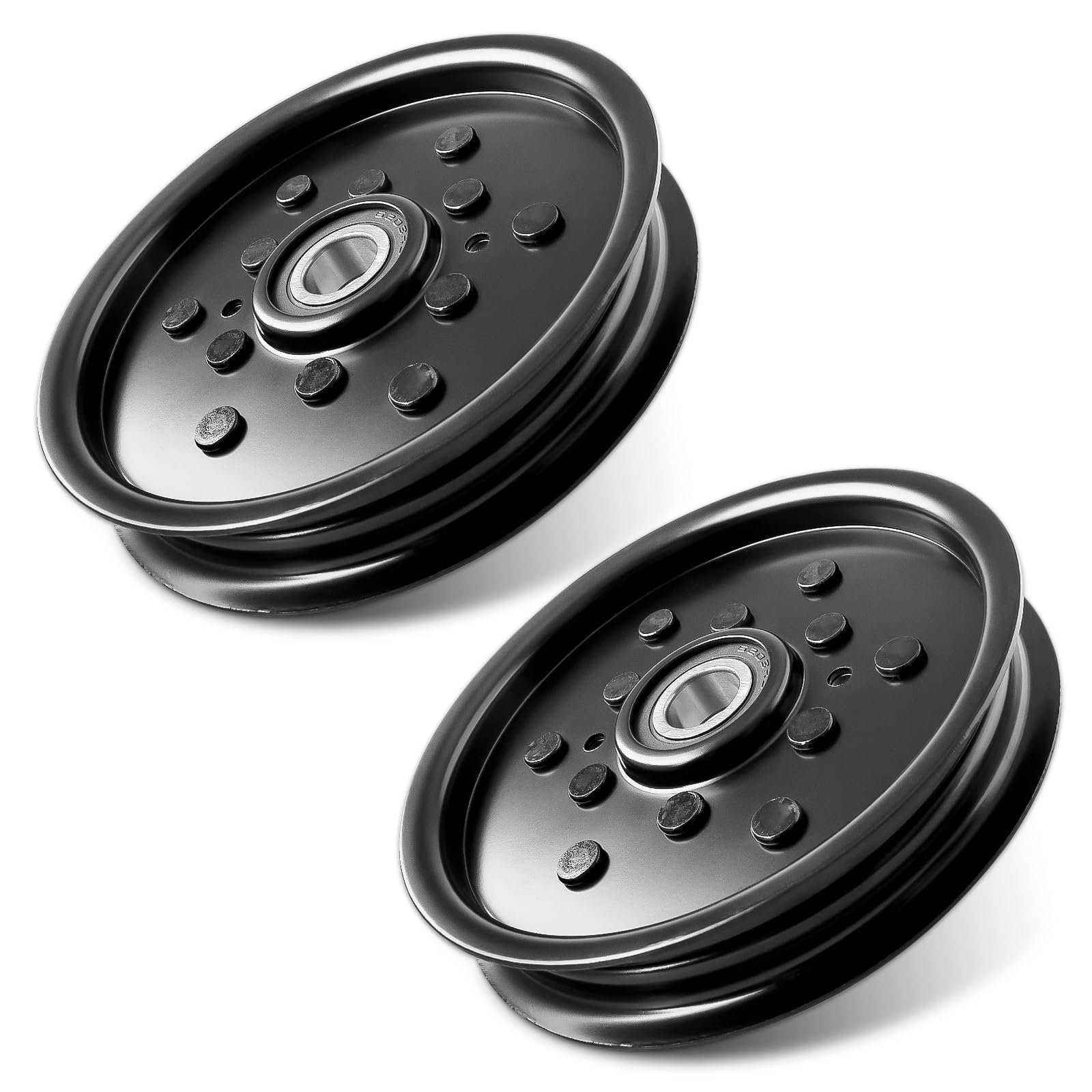 AM106627 Idler Pulley for John Dee re Mower - AM121602 Flat Idler Pulley Fit for John Dee re LT133 LT160 F725 X320 GT235 LT155 GT225 Scotts Z445 Z425 with 42C 48 48C Deck(2 Pack)